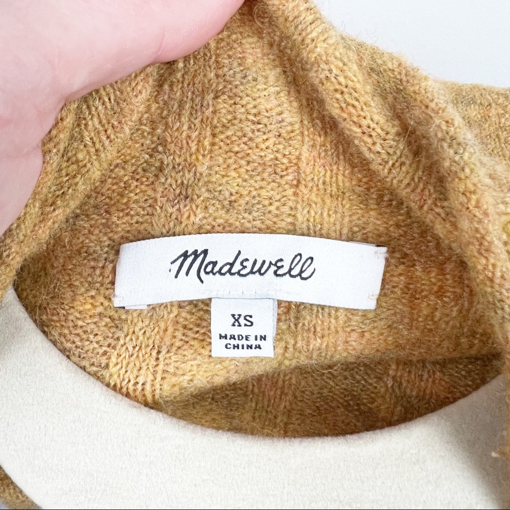 MADEWELL Sweater Turtleneck Merino Wool Heathered Mustard Yellow Ribbed Size XS - Picture 5 of 7